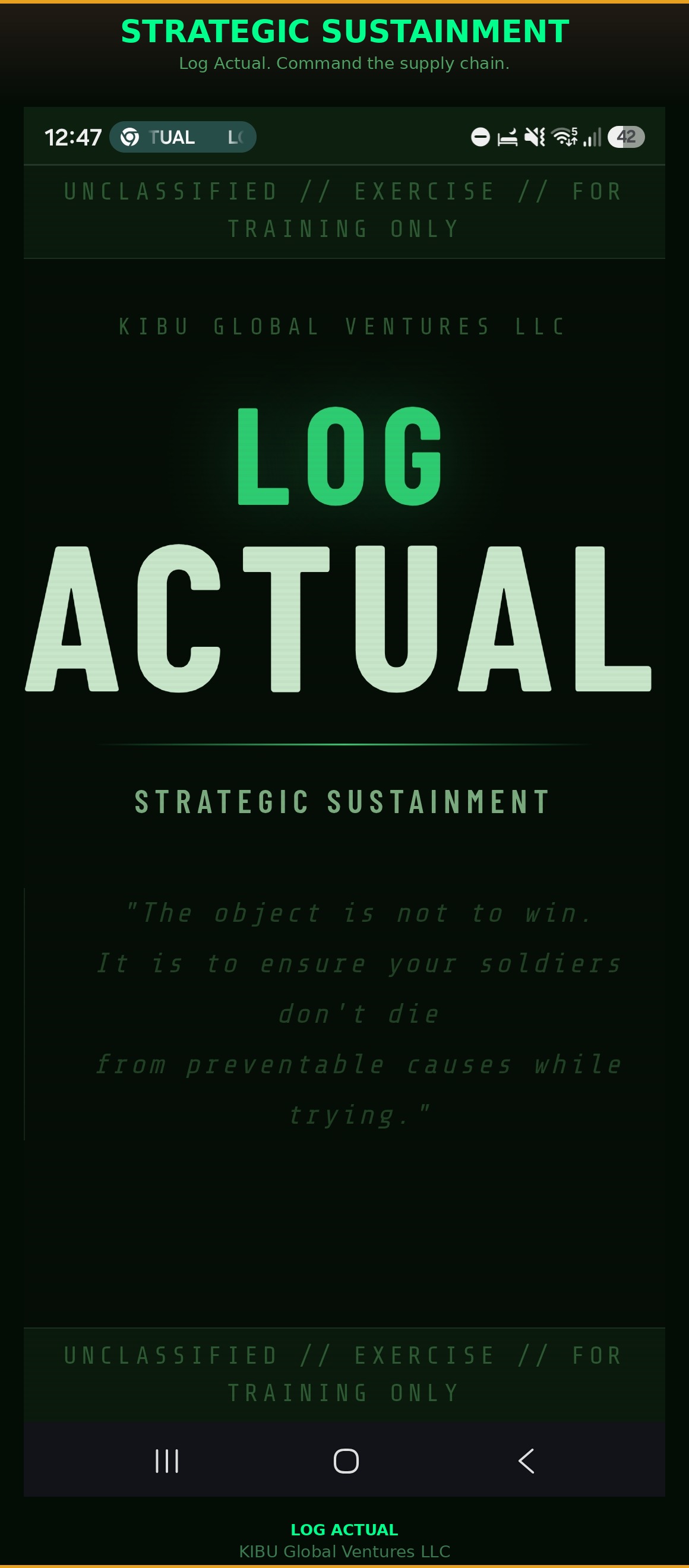 Log Actual - Strategic Sustainment